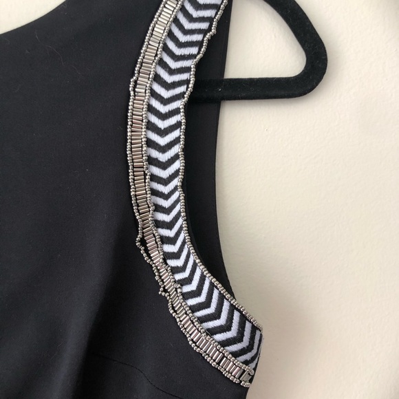 ZARA Little Black Dress Form Fitting With Embroidery Beads Size Medium LBD - Picture 6 of 15